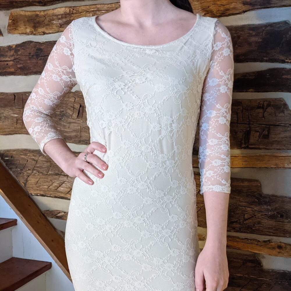 NWT H&M Divided Off-White Lace 3/4 Sleeve Dress